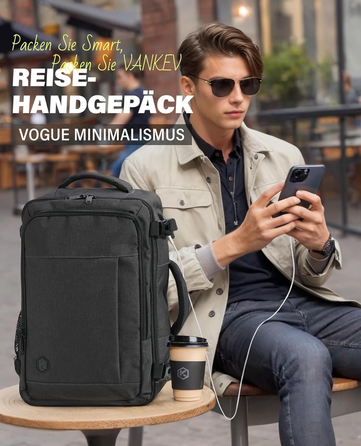 VANKEV hátizsák zsebek és rekeszek részletei