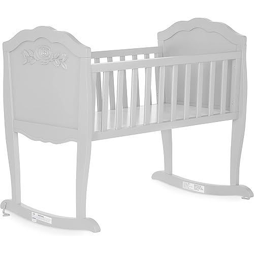SweetPea Baby Rose Cradle in Platinum, with 1" Mattress Pad