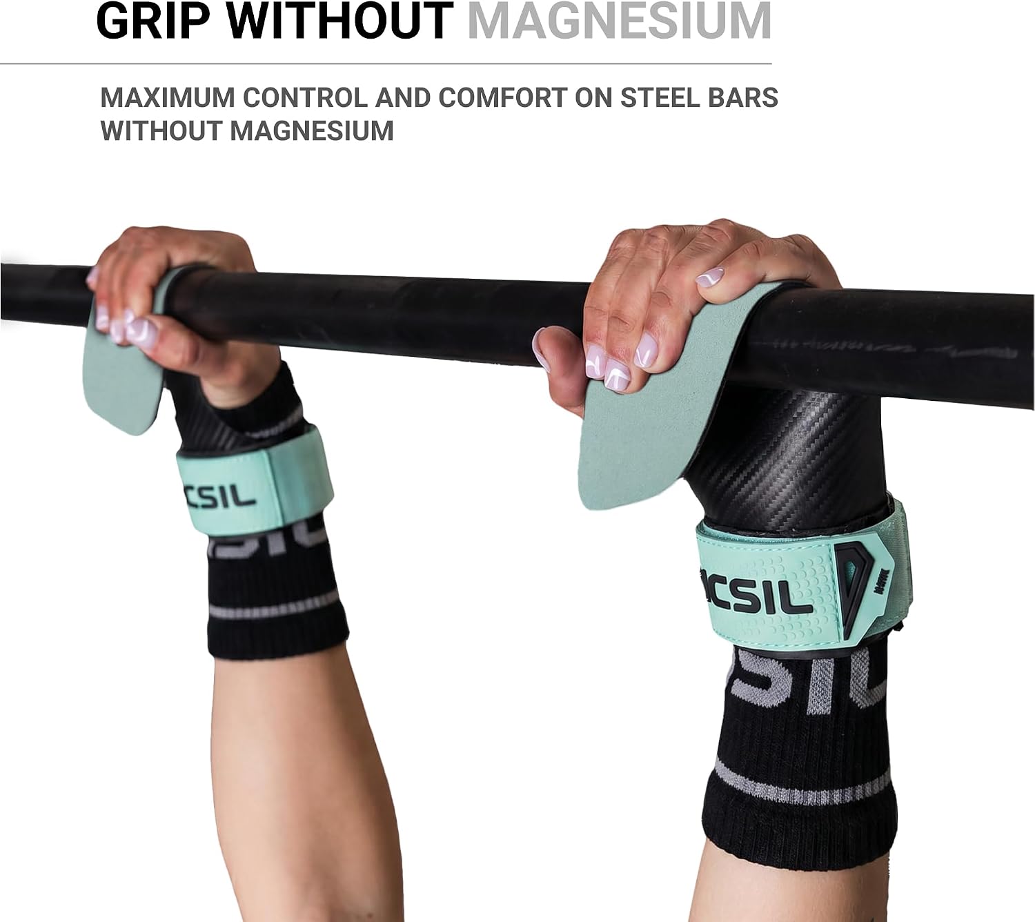 PICSIL Hawk Grips, Chalk-Free Control for Slick Bars | Triple-layer construction with 2 mm foam for close feel and precision. Includes 2 wrist wraps and breathable bag.