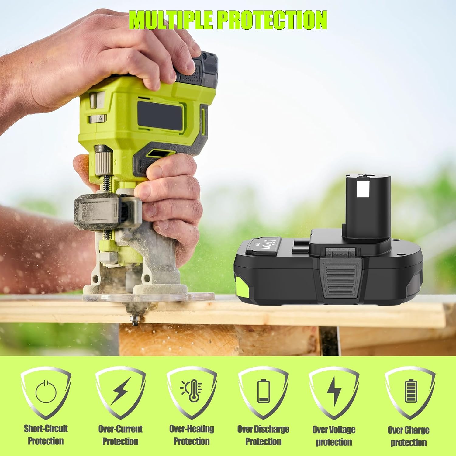 2 Packs 3.0 Replacement for Ryobi 18V Lithium Battery, Compatible with Ryobi 18 Volt ONE+ System Power Tools