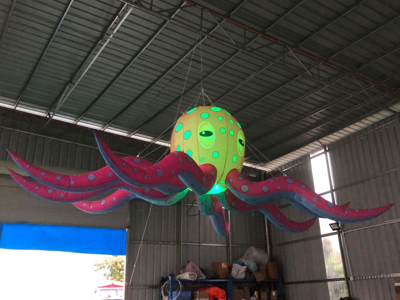Giant Inflatable Octopus with Led Lights Hanging Ocean Sea Animal for Party Decoration 16.5ft Diax4.5ft High