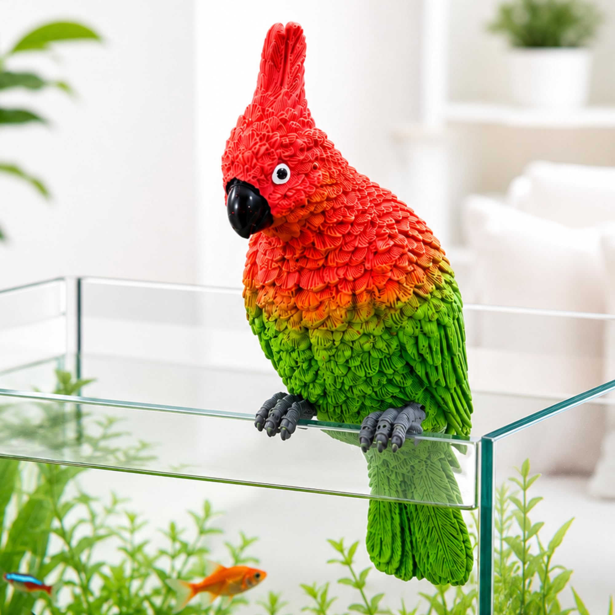 Clip-On Parrot Aquarium Decor for 6mm Glass Fish Tanks Only | Random Color Dispatch | Premium Resin Ornament | Lifelike Bird Figurine | Aquascaping Decoration | Tank Display Decoration-image-31