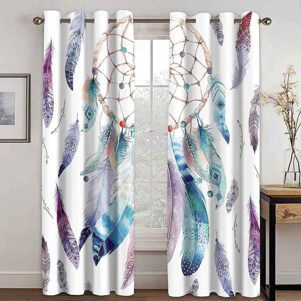 YZQGLHP Moda Cortinas Salon Dormitorio AtrapasueñOs 3D Cortinas Salon Opacas Estampadas Cortina Opaca Termica Aislante con Ojales 2 Piezas A 110 x L 215 cm