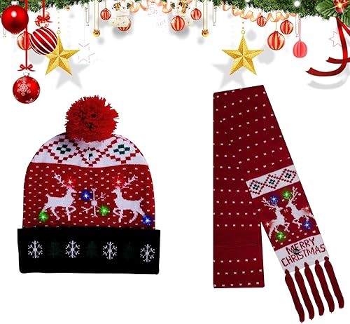 2 Pièces Chapeau électrique De Noël Pour Enfants écharpe Bonnet Tricoté Pour Enf