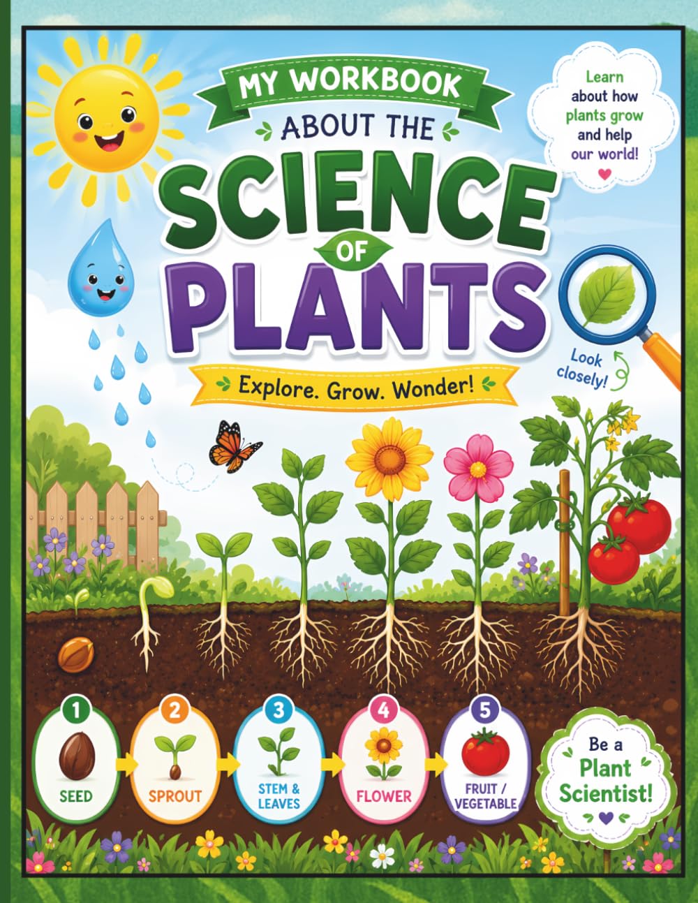 My Workbook About the Science of Plants, Explore, Grow, Wonder: Hands-On Plant Life Cycle Activity Workbook for Kids Ages 5-7