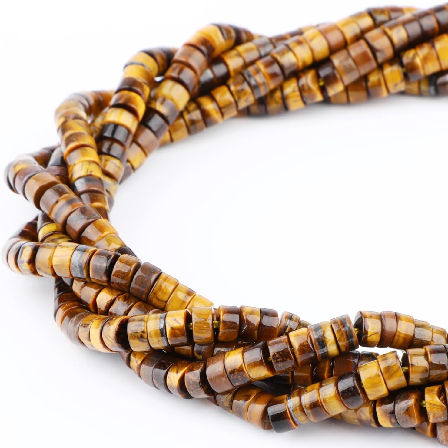 Natural Yellow Tiger's Eye Heishi Spacer Beads Loose Semi Precious Flat Round Gemstone Disc Shape Stone for Beading Jewelry Making 4x2mm 15.5" - Image 3