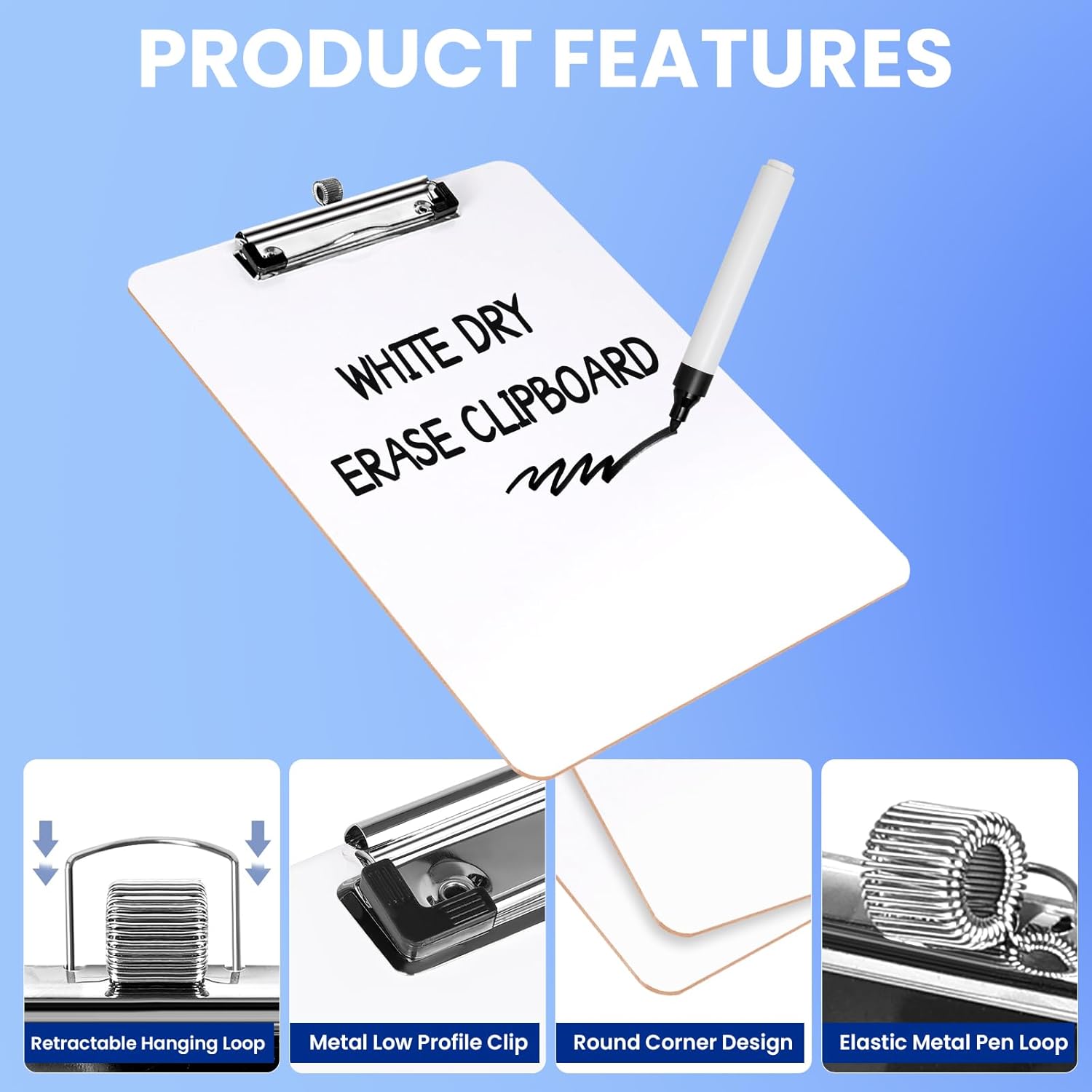 Dry Erase Clipboard with Pen Holder, 8.5 x 11 Double-Sided White Boards for Classroom, Teacher, Students, Kid. Size 9 x 12.5 in, School & Home Supply(Pack of 20)