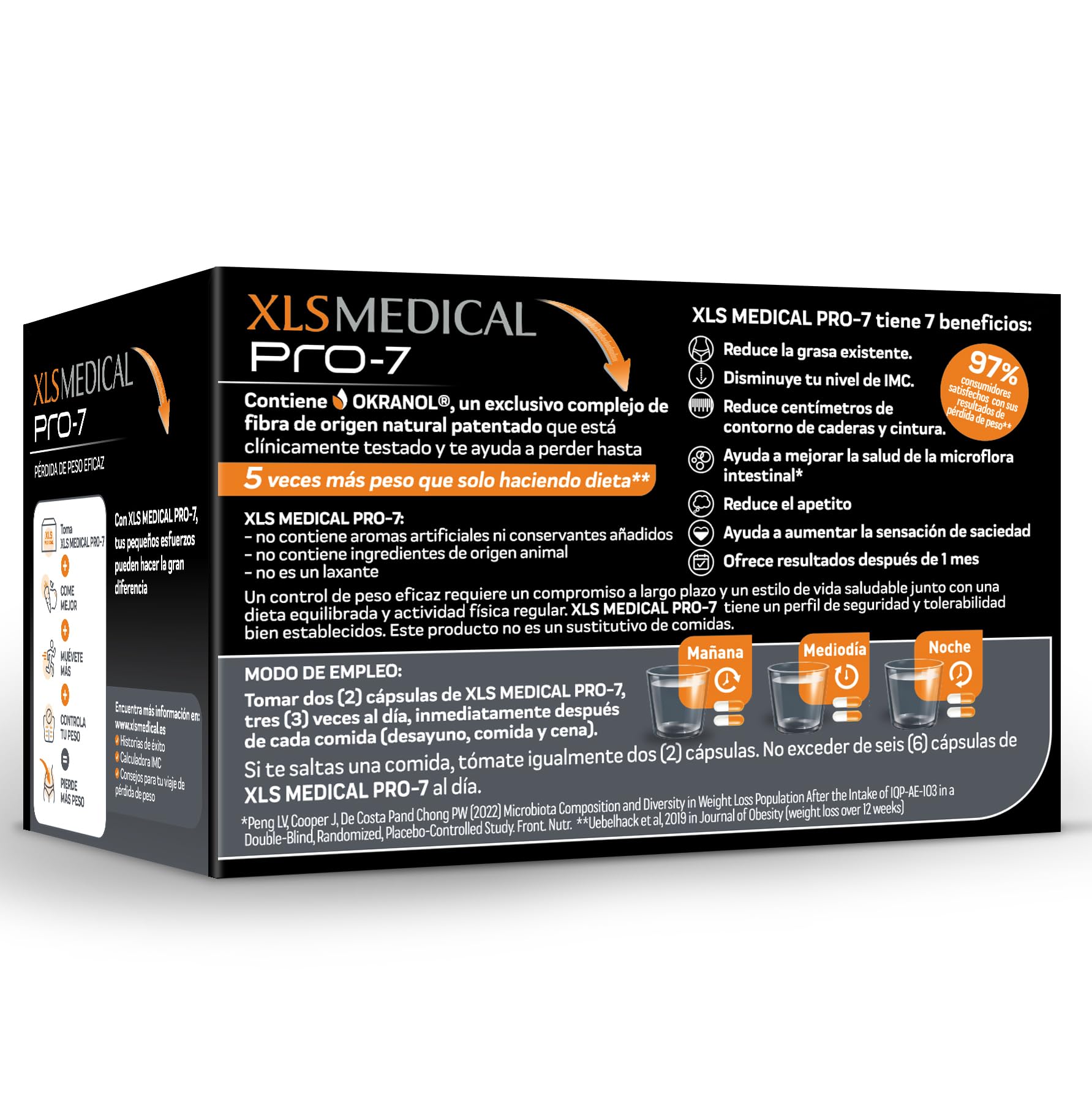 XLS MEDICAL Pro-7 - Gélules pour une aide à la perte de poids - 7 avantages - Perdez jusqu'à 5x plus de poids qu'avec un régime seul (1) - 180 gélules - 1 mois de traitement