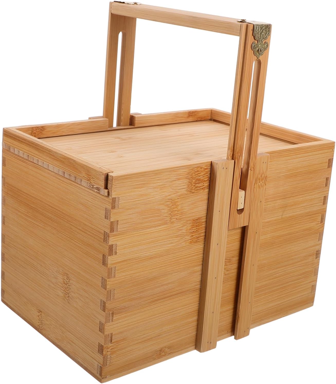 Picnic Basket Vintage Storage Basket for Desserts Fruits and Snacks Adjustable Handle Traditional Chinese Design for Home Organization and