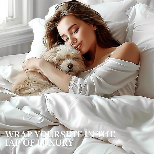 Miniatura 5 de Funda de edredón 100% fresca, tamaño Queen, rayón derivado de bambú, funda de edredón refrescante para personas que duermen con calor, absorbe la