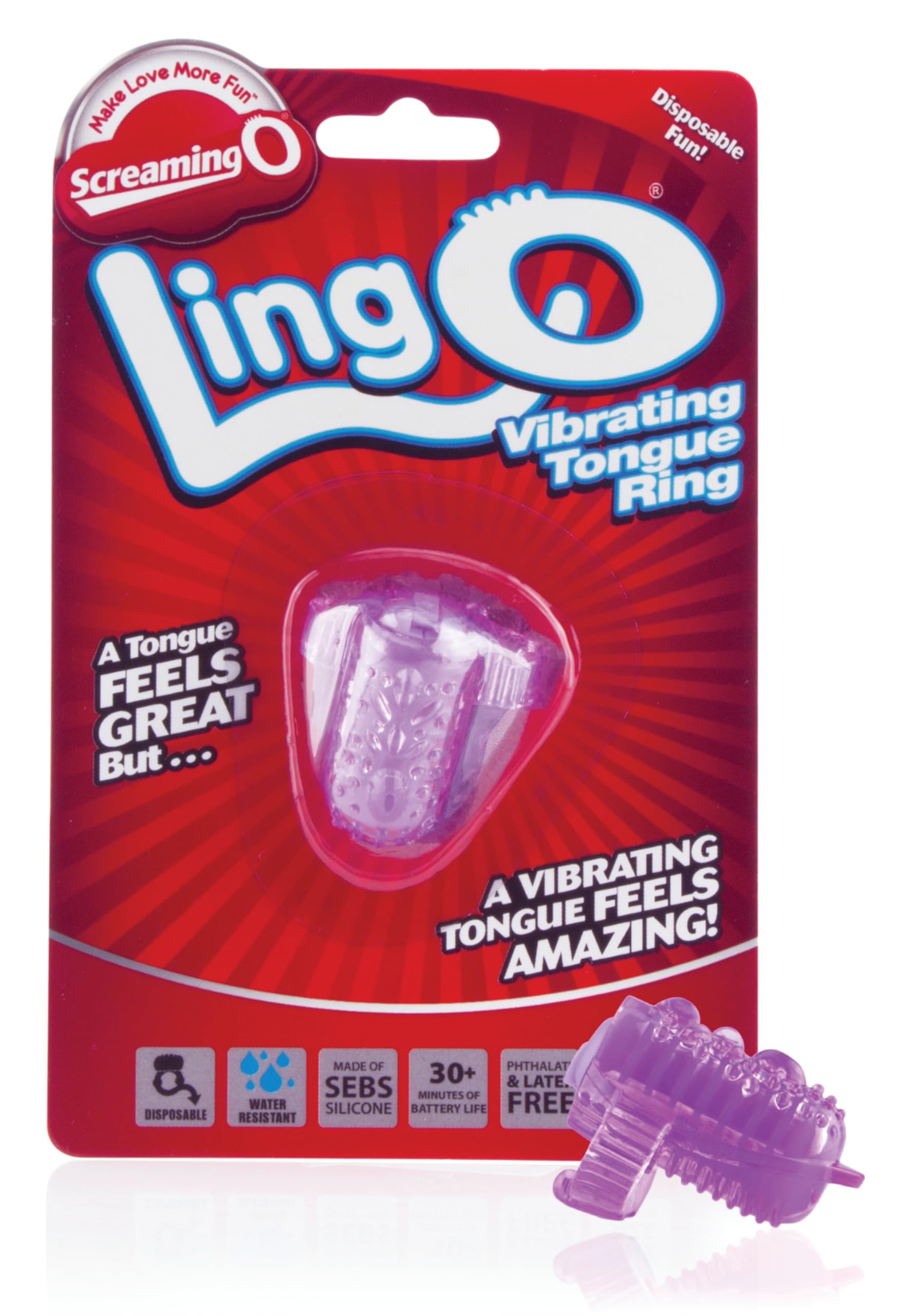 Amazon.com: Screaming O Ling O Vibrating Tongue Ring for Oral Sex – Mini  Tongue Vibrator Couples Toy for Women and Men – Discreet Clitoral  Stimulator and Licking Vibrator – Waterproof Vibrating Ring :