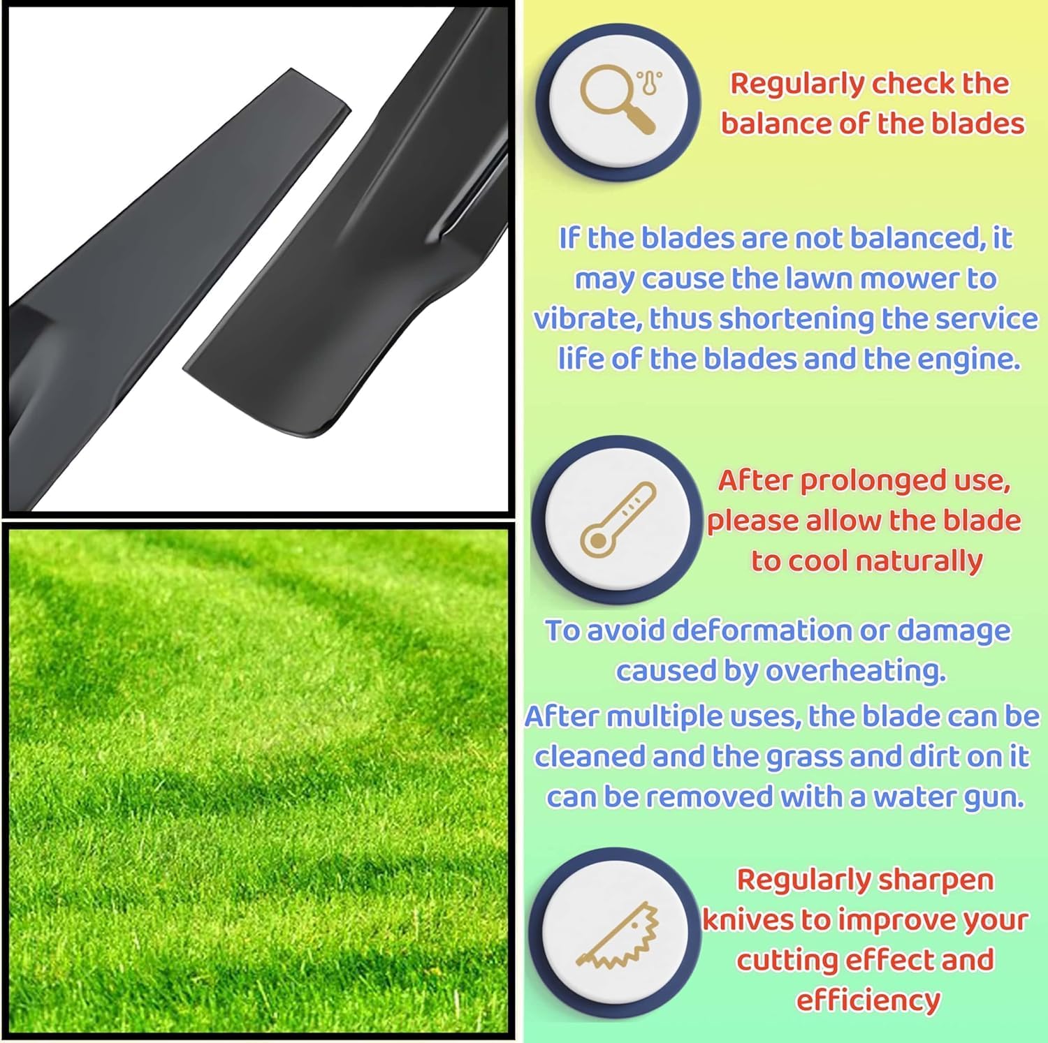 72511-VR8-M00 Bottom Blade and 72531-VR8-M00 Upper Blade, 08720-VR8-M00 21" Mower Blade Set for Hon da Push and Propelled Lawn Mower, for HRN216 Series Lawn Mowers