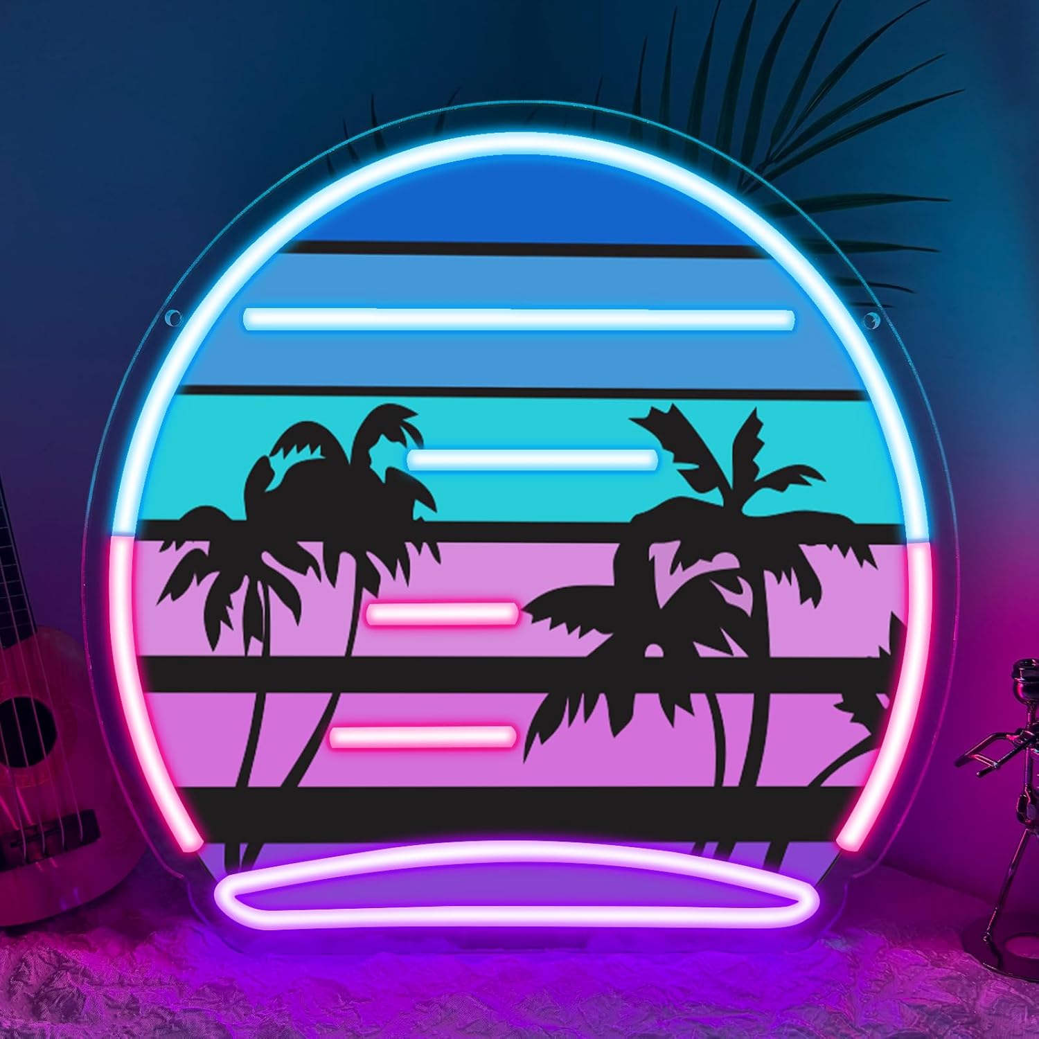 Tropical Neon Sign, Coconut Plam Tree Neon Lights for Wall Decor, LED Light up Bar Signs for Bar Beach Theme Bedroom Restaurant Party Pub Club Decor,Gift for Man Boys Girls - Image 2