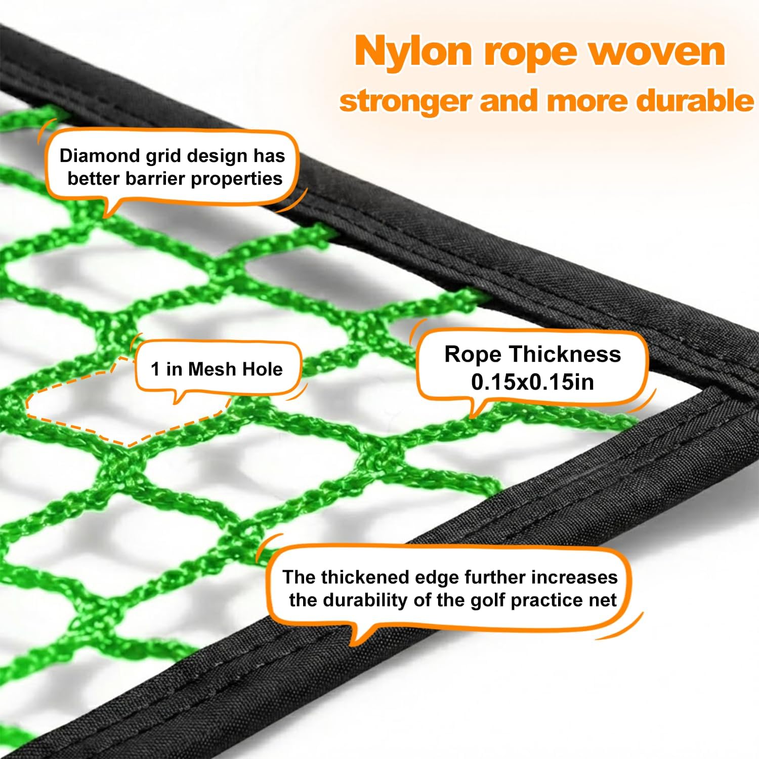 Gagalileo Golf Net for Hitting Cage - High Impact Replacement Practice Netting Easy Assemble Durable Nylon PE Blend for Backyard Indoor Garage Driving Chipping Training 10x10ft to 10x40ft