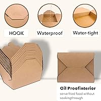 Vista 2 de 80 piezas 26 oz (780 ml) contenedores de comida desechables para llevar, cajas de comida marrón, caja de papel kraft para llevar apta