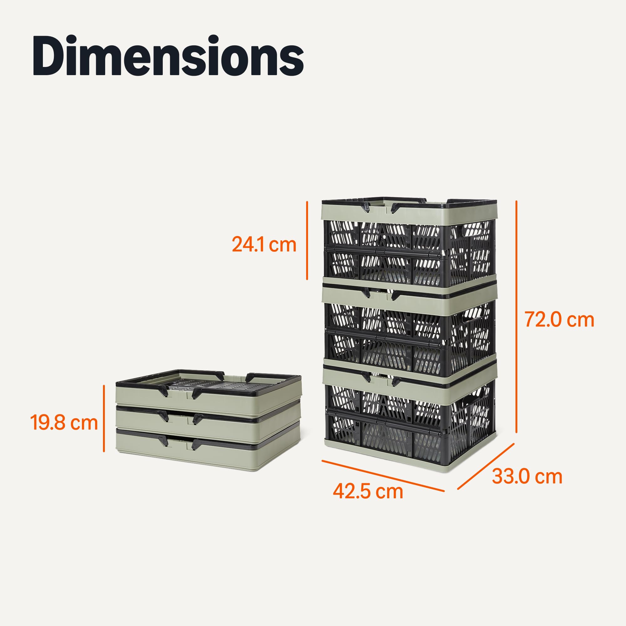 Amazon Basics Paniers Pliables avec Poignées pour les Courses et le Rangement, 25L, Lot De 3
