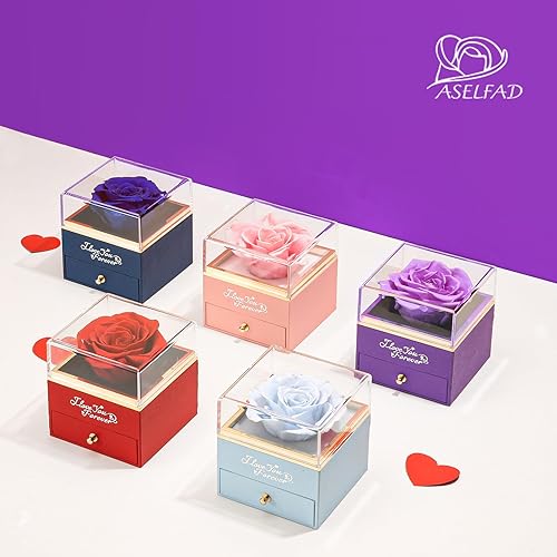 Miniatura 6 de Collar de rosa real preservada con texto en inglés "I Love You", 100 idiomas, regalo de rosa encantada para mamá, esposa, novia, ella, en Navidad,