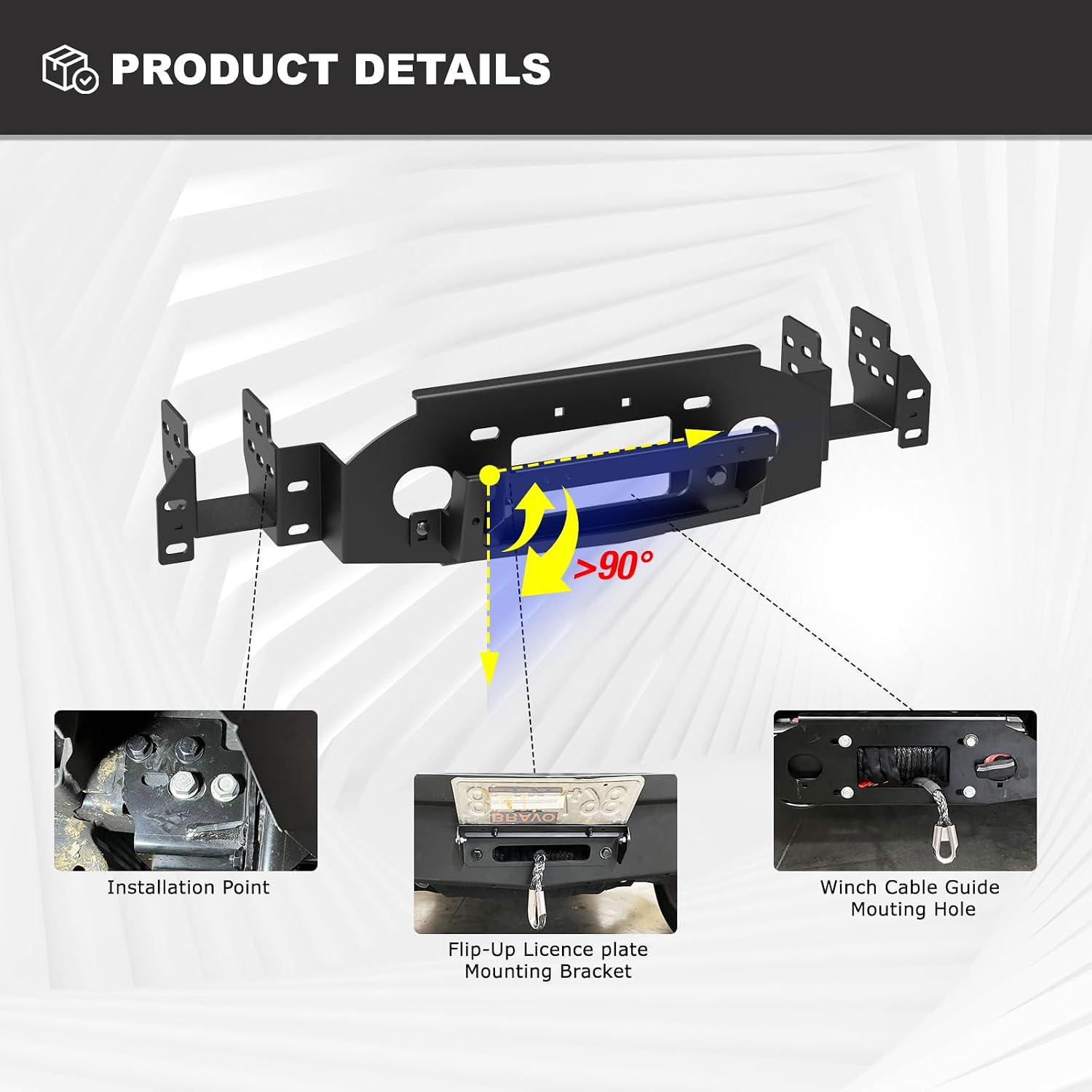 Front Hidden Winch Plate for 2019-2025 Chevy Silverado 1500, Winch Mounting Plate Accessories for 19-25 Silverado 1500, Black Hitch Mount Winch Plate (Exclude Diesel, ZR2 & 2019 LD Models)