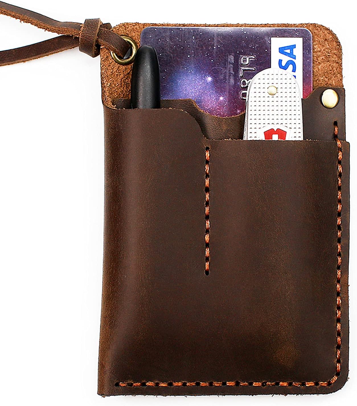 EASYANT Handmade EDC Organizer Leather Sheath for Flashlight Tactical Pen Military Multitool