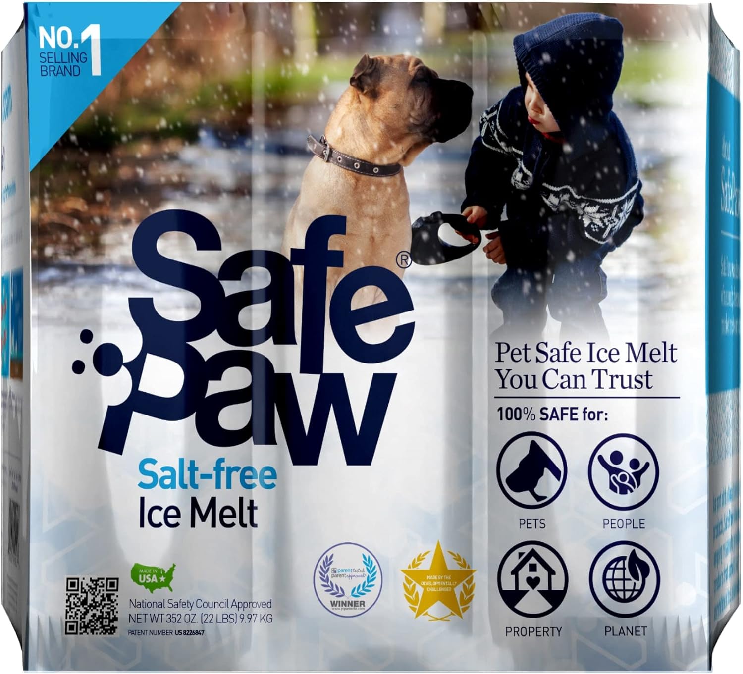 Safe Paw, Child Plant Dog Paw & Pet Safe Ice Melt -22lb, 100% Salt/Chloride Free -Non-Toxic, Vet Approved, No Concrete Damage, Fast Acting Formula, Last 3X Longer : Patio, Lawn & Garden