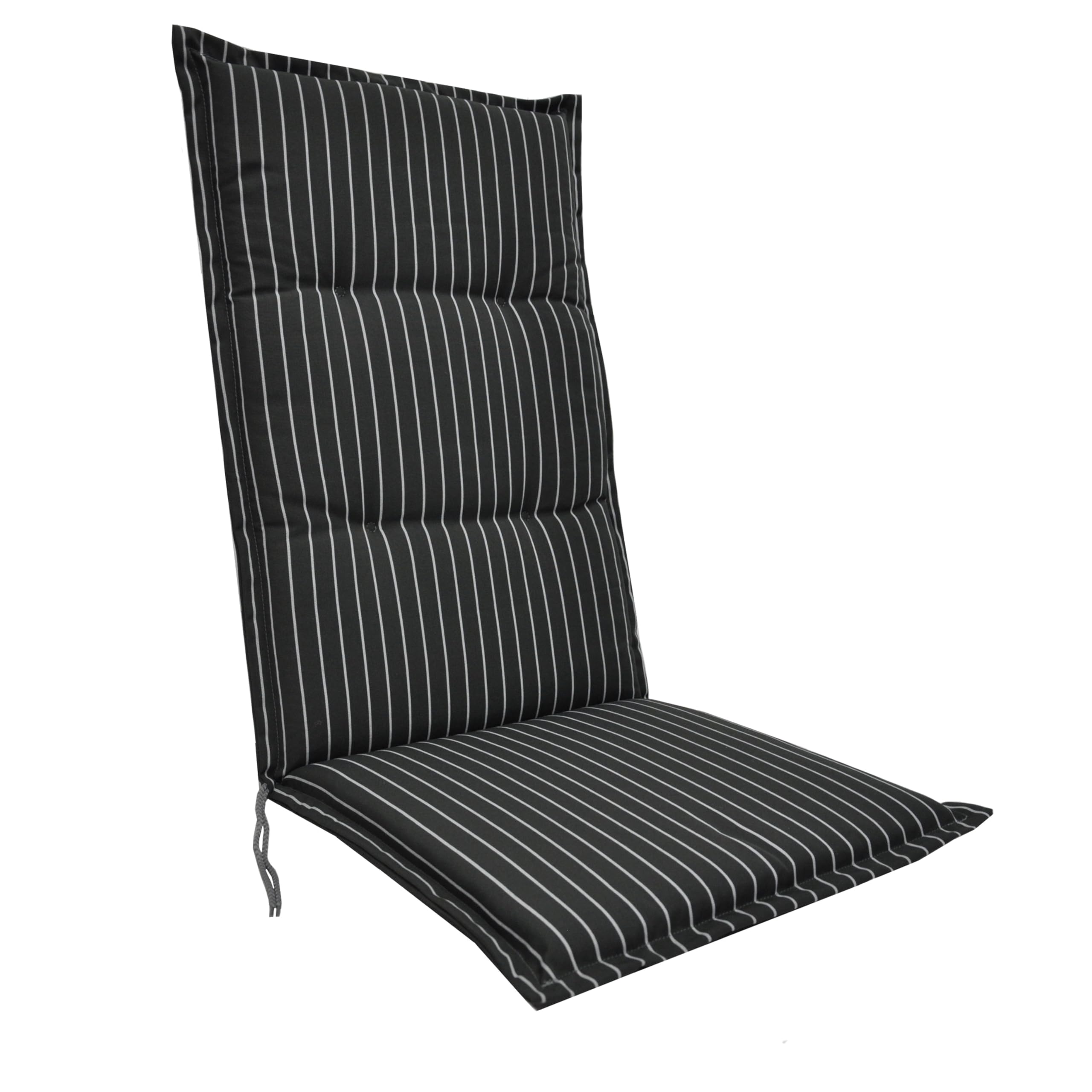 LILENO HOME Garden Chair Cushions as Set of 1 – High Back in Grey Striped New – Comfortable Loungers as Seat Cushions for Garden Furniture – Chair Cushions for Garden Chairs and Folding Chairs — image 1