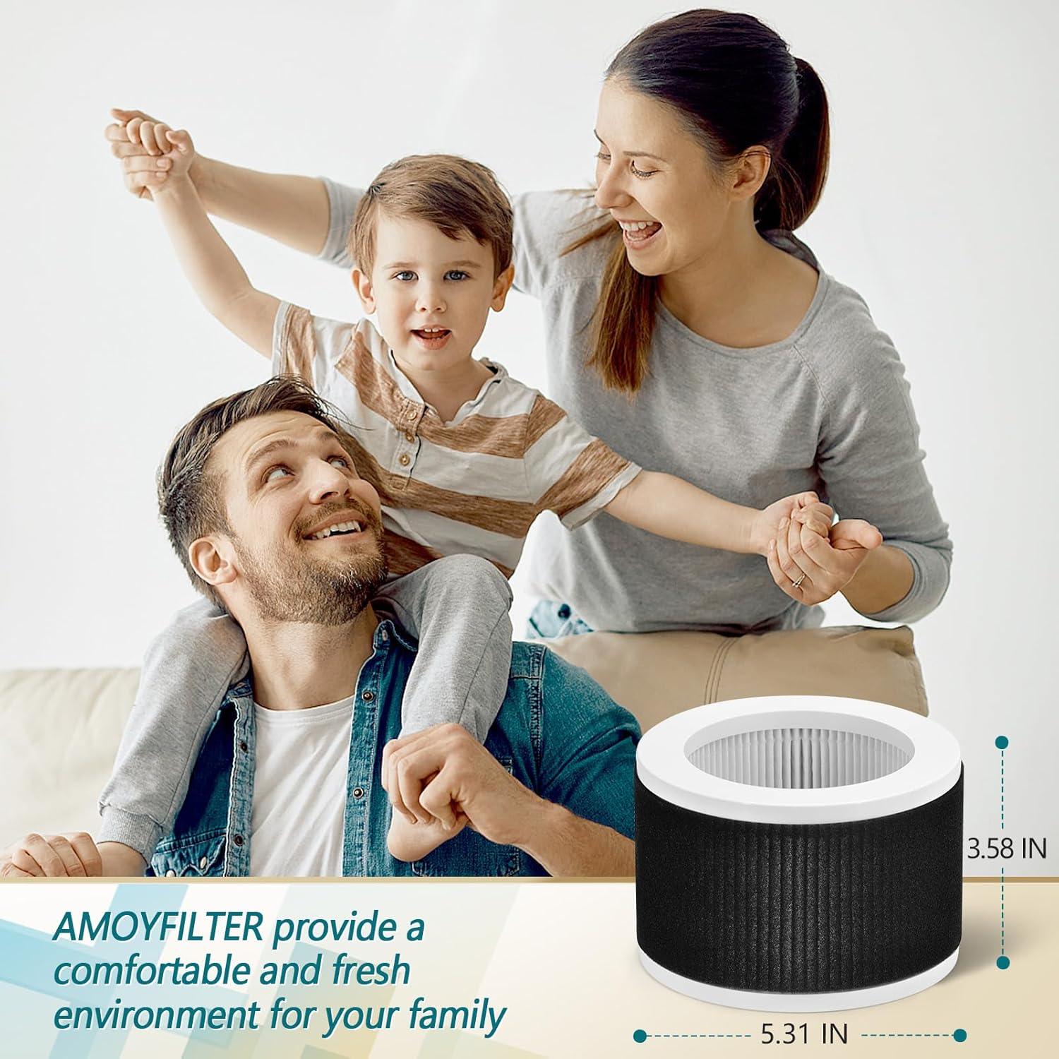 4 Pcs EPI810 Replacement Filter Compatible with EPI810 Air Puri-fier Filter Models KOIOS MEGAWISE MOOKA Air Puri-fier, Carbon Pre-Filter, H13 True HEPA and Activated Carbon