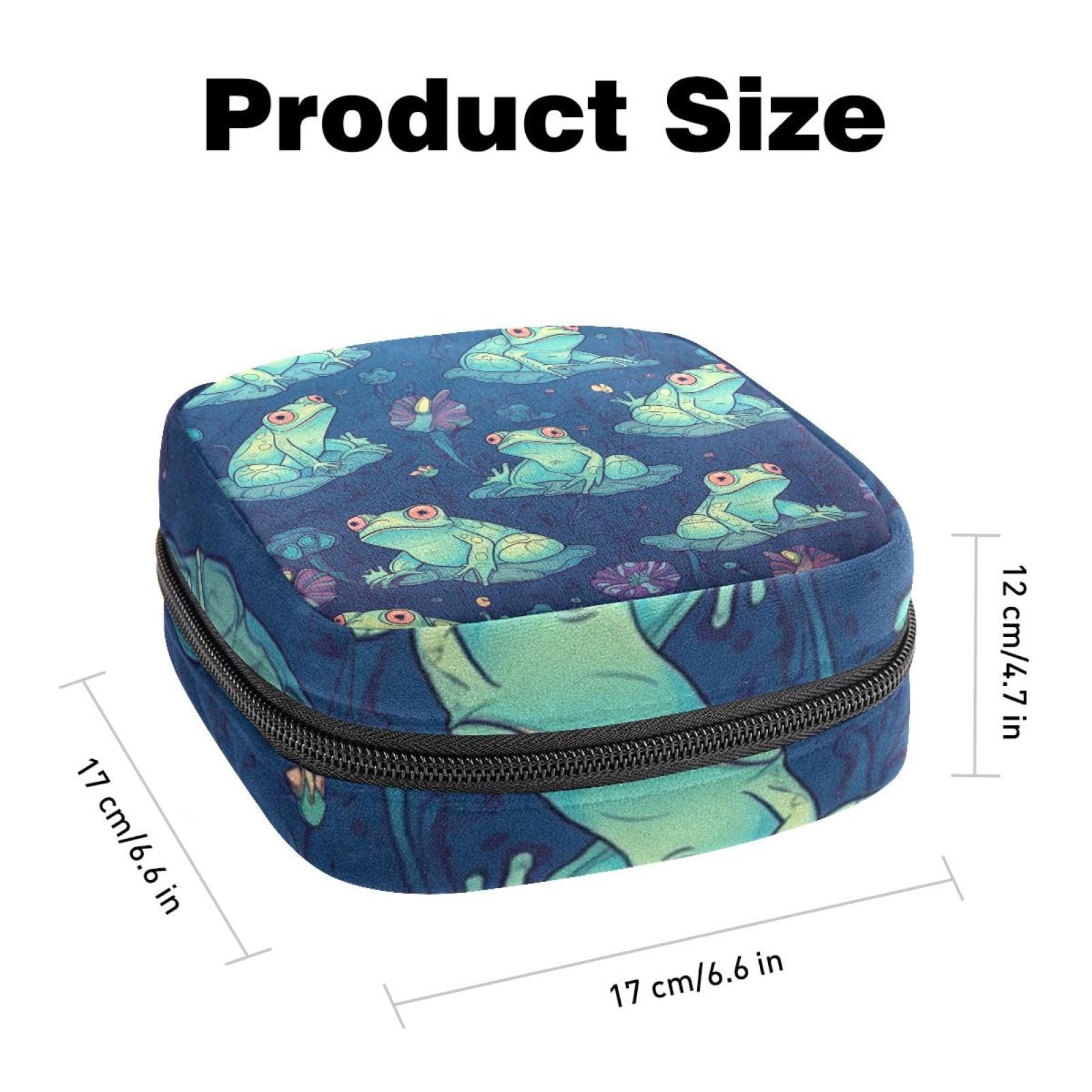 Sanitary Napkin Storage Bag for Feminine Pads, First Period Kit for Women, Cartoon Cute Fun Frogs Lutos Portable Menstrual Period Sanitary Pouch