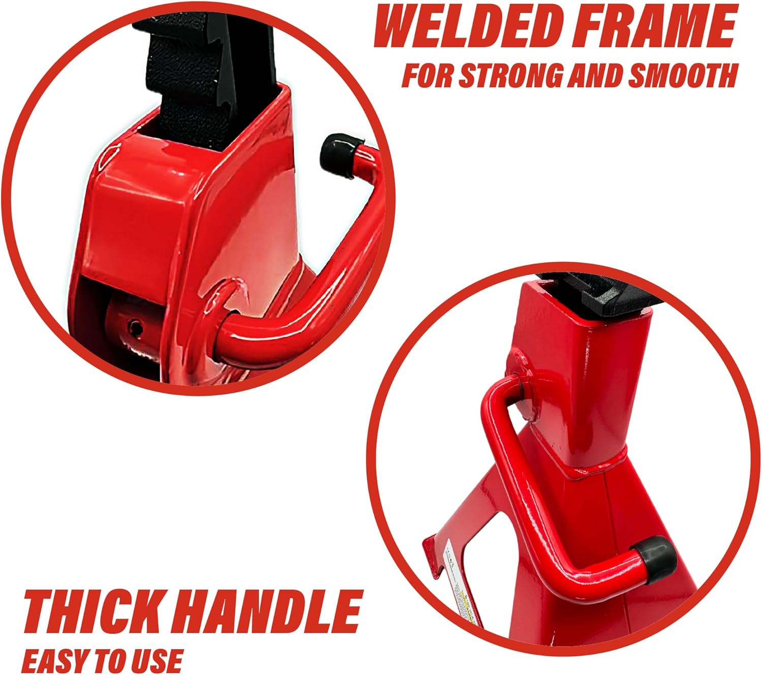 Jack Stands 6 Ton (12,000 lbs) Heavy Duty - Quick Adjustment Steel Self-Locking for SUV, MPV, Truck, and RV - Mechanic Repair Garage - Red/Black - 1 Pair