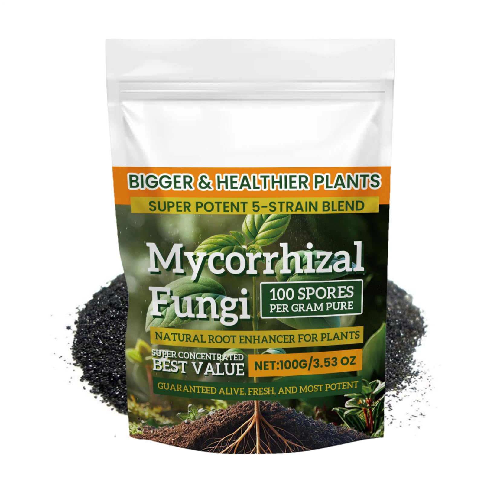 Root Grow Mycorrhizal Fungi - 100g Plant Growth Fertilizer Nutrient, Balanced Formula Planting Tool for Hydroponics, Mixed Culture, and Soil Culture