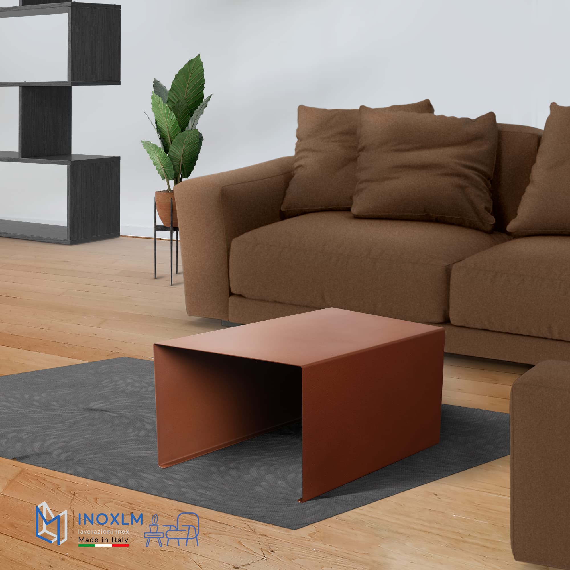 INOXLM Tavolino Basso Anthea | Tavolo Basso Design | Tavolino da Salotto e Caffè | Made in Italy | Acciaio Verniciato Corten