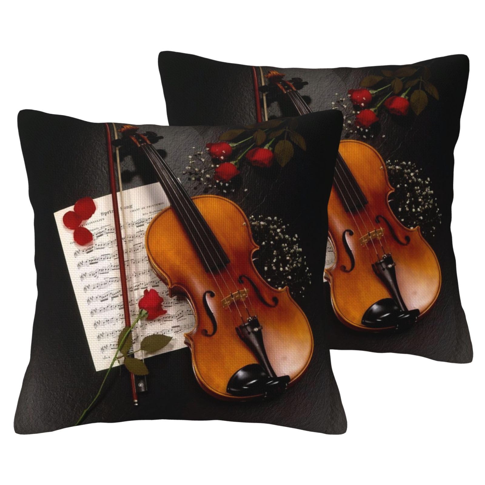 Taie d'oreiller violon en lin imitation lot de 2 pour décoration de salon