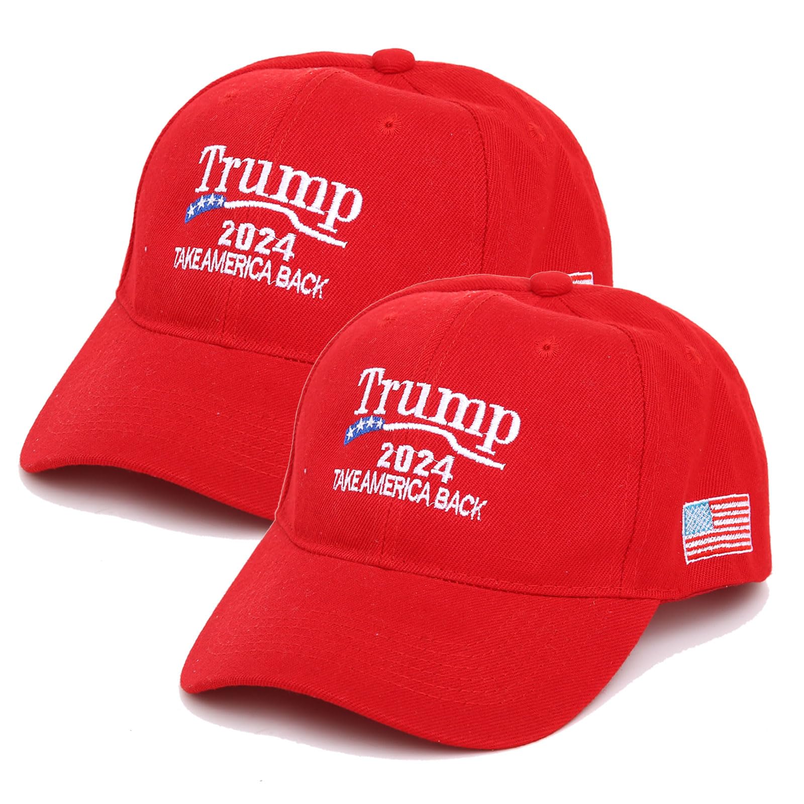 FengligooTrump Hat 2024 MAGA Baseball Cap Take American Back Embroidered Trucker Hat for Women Men(1-2Pcs)