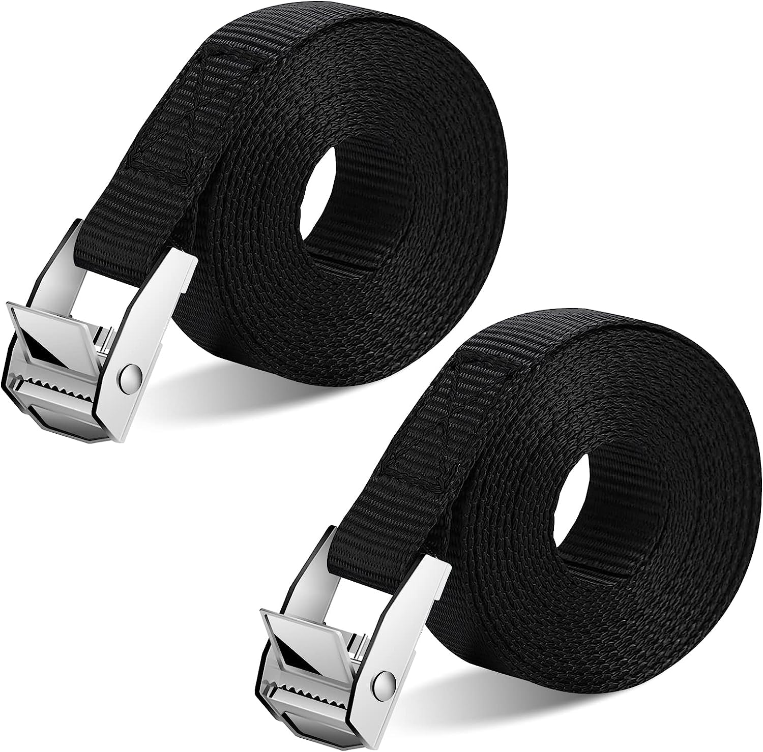 OneNine 2pcsTie Down Straps, 5m/16.4ft Heavy Duty Lashing Straps Tensioning Belts, Adjustable Cam Lock Buckle Tie-Down Straps for Car, Motorcycle, Trucks, SUV, Trailer (Black)