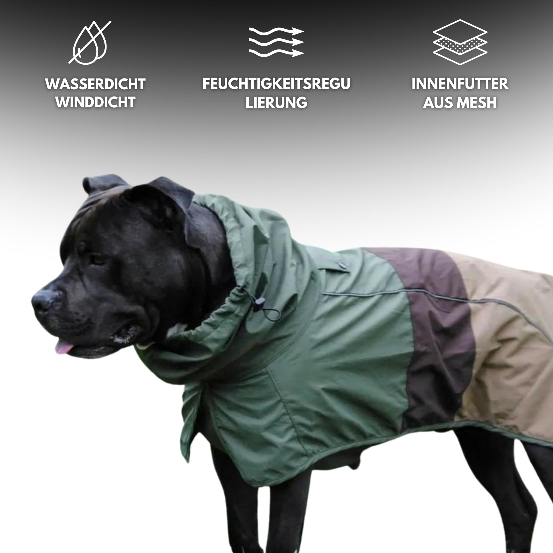 Spark Paws Hunderegenmantel, wasserdichte Winddichte Regenjacke, für kleine, mittlere, große und extra große Hunde, reflektierend, atmungsaktiv, mit vollständigem Körperschutz - Green Brown Tan - L