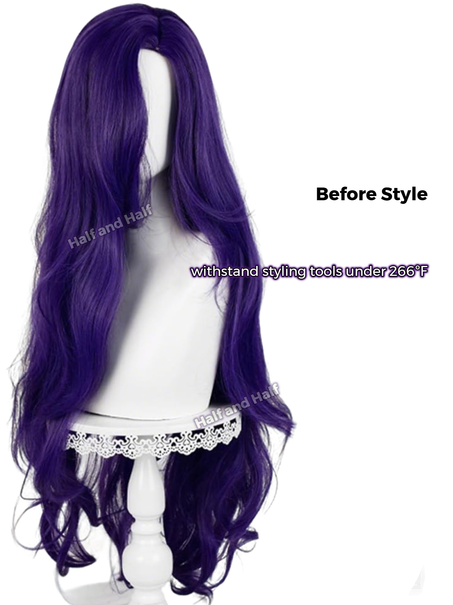 Amazon.com: Half and Half Long Curly Purple Pony Costume Wig  display picture 1