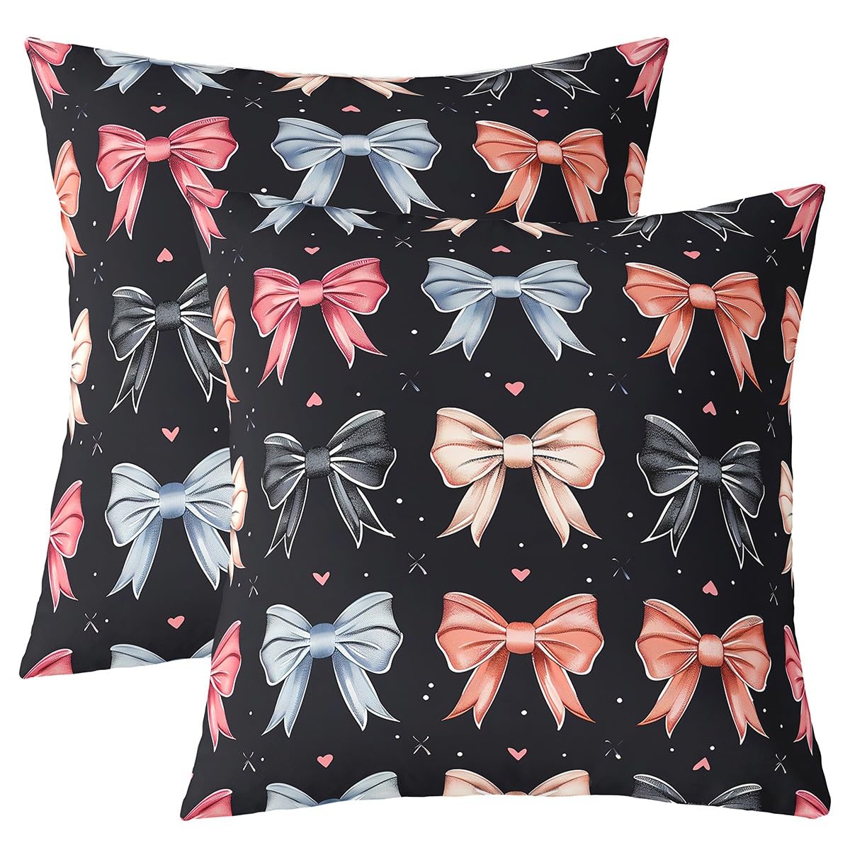Manfei 2-Pack Pink Bow Pillow Covers, 20x20 Inch, Initial Letter U Design, Double Sided Decor Cushion Covers With Hidden Zipper - View #12