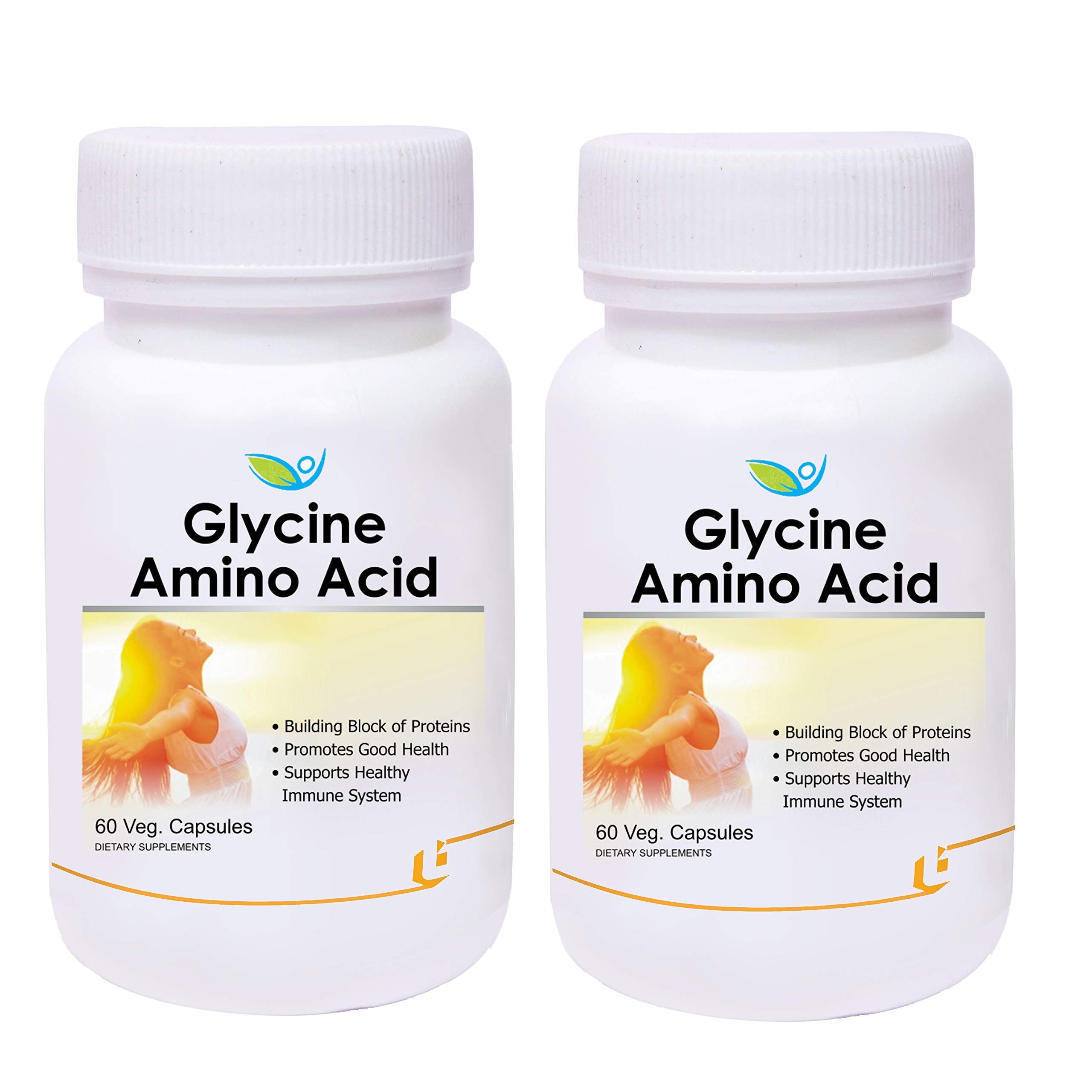Biotrex Nutraceuticals Glycine Amino Acid 60 Veg Capsules Pack of 2, Promotes Good Health, Dietary supplement, nutritional supplement, multivitamins, vitamin for men, women and adults, supplements