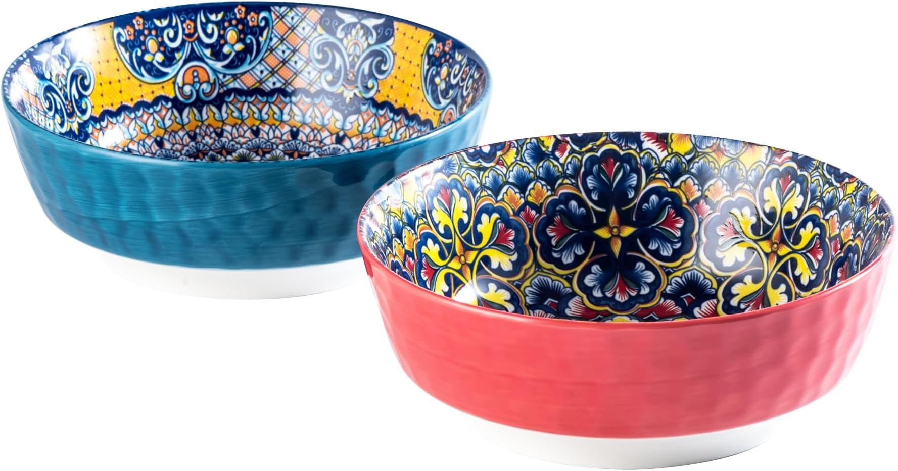 HENXFEN LEAD Large Salad Bowl Sets for Serving Pho, Ramen, Soup, Fruit, Snacks - 48 Oz Big Ceramic Bowls for Family, Kitchen Cooking, Dinner Party - Set of 2