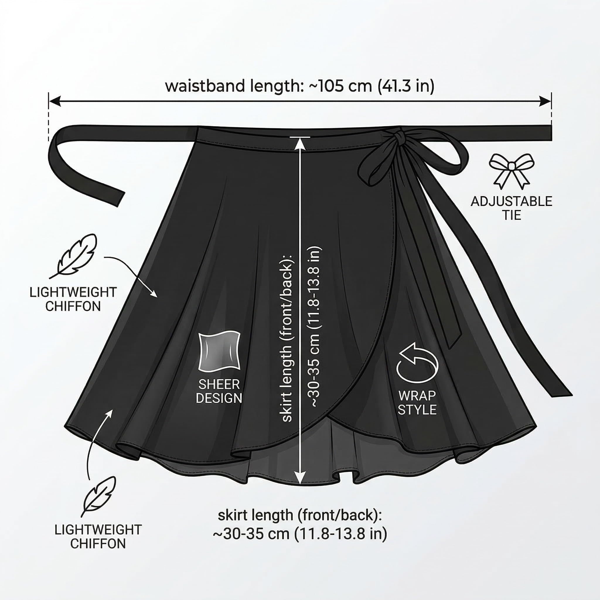 Falda de Ballet para Mujer, Falda de Abrigo la Danza de Ballet Gasa con Lazo de la Cintura, Clásica Ropa para Gimnasia para Mujeres, S — view 5