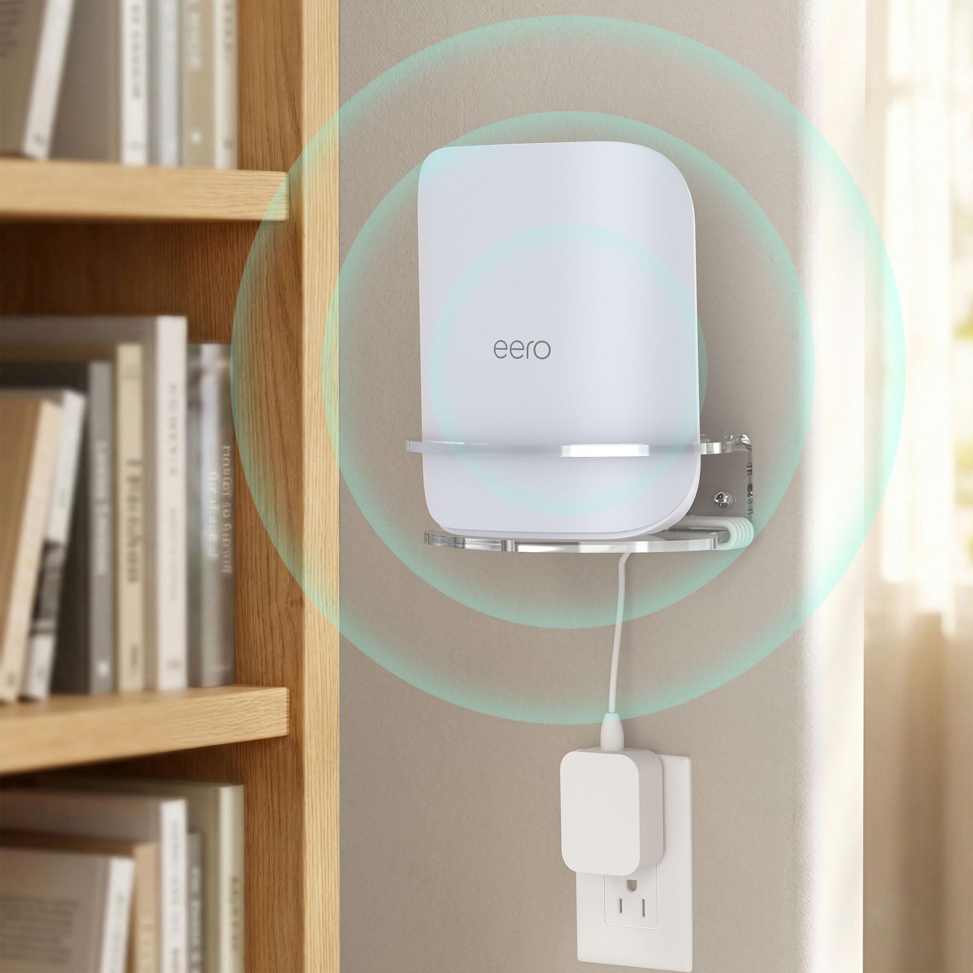 HomeMount Lot de 2 supports muraux pour routeur eero Pro 7, support mural en acrylique transparent avec anneau de protection sécurisé, support WiFi peu encombrant pour la maison et le bureau
