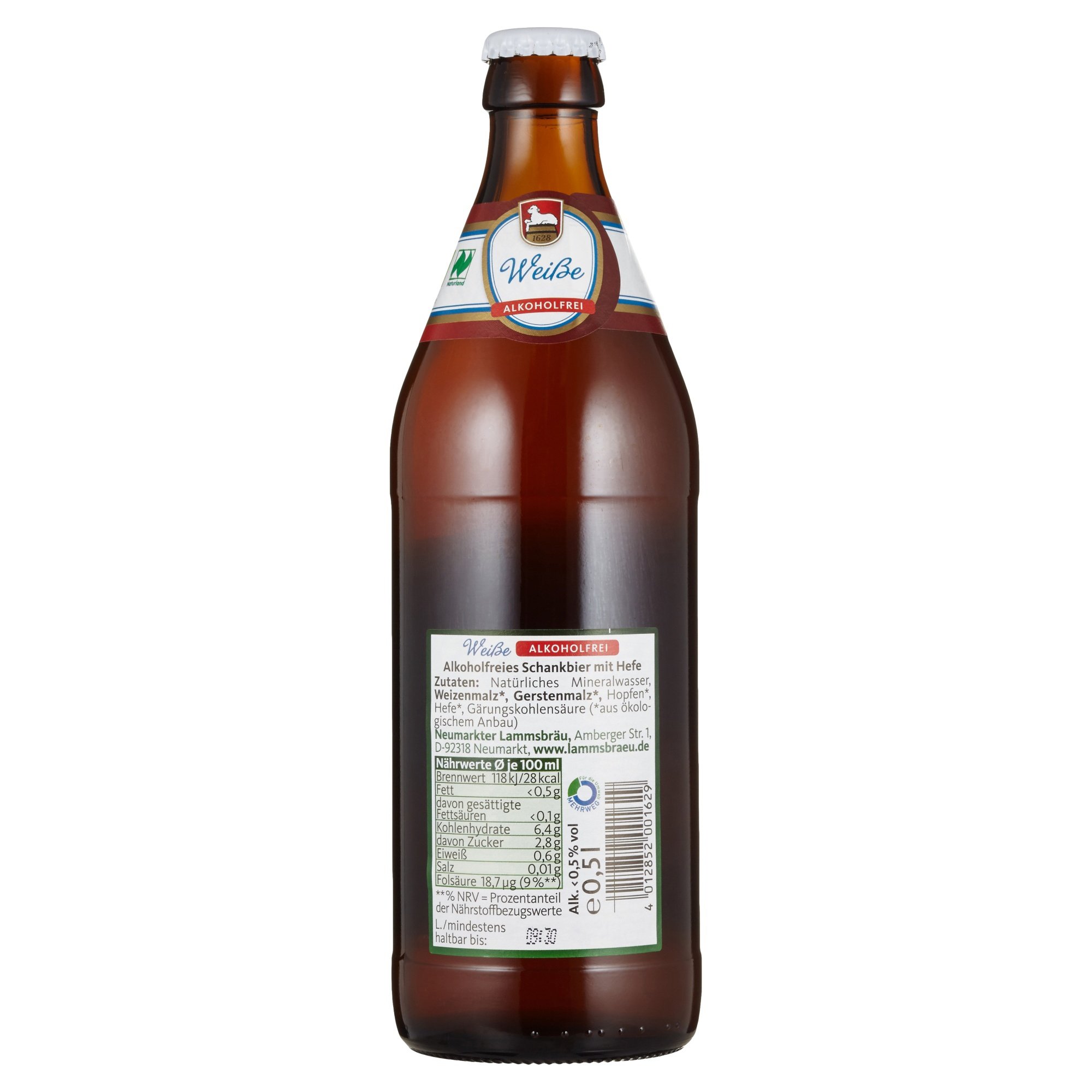Neumarkter Lammsbräu Weiße alkoholfrei Bio MEHRWEG (10 x 0,5 l)
