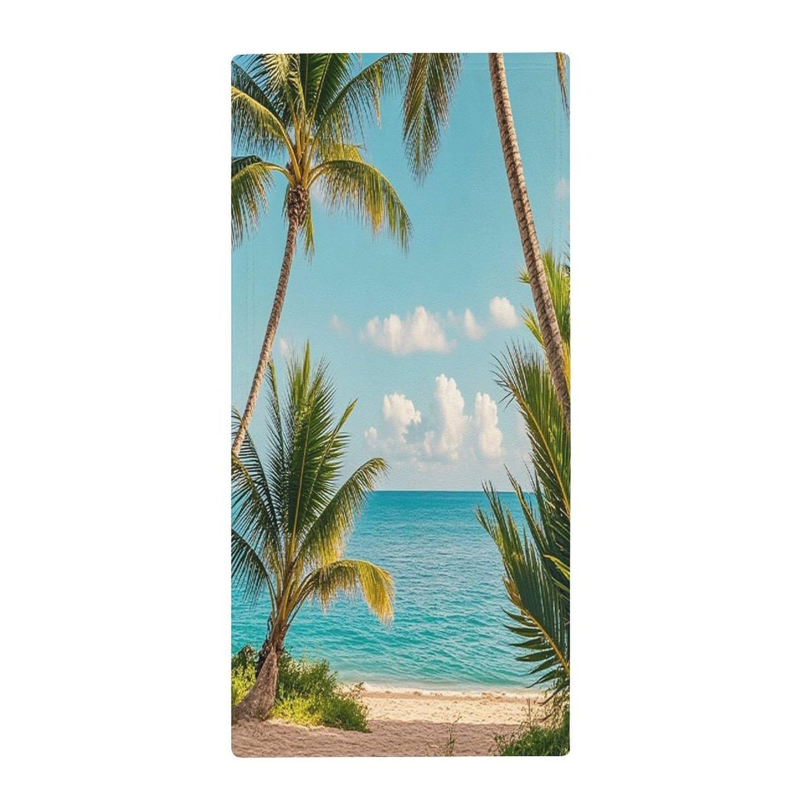 FekiLoot Tropical Palm Trees Hand Towels Coral Velvet Highly Absorbent Towel,Classic Luxury Printed Hand Towels Soft Hands Face Towel for Bathroom Kitchen Salon Workout 13.8 X 28.7 in