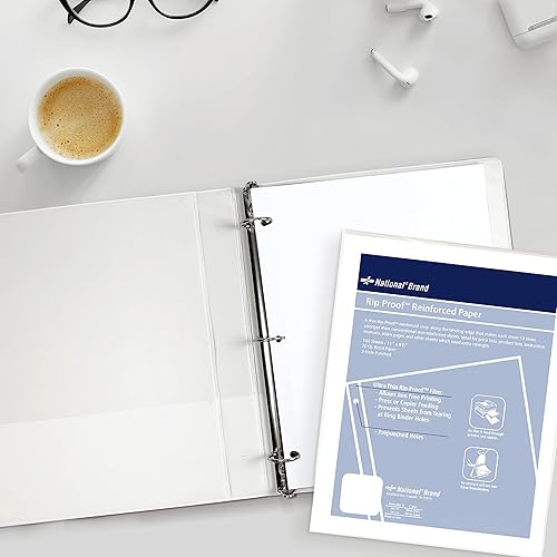 Miniatura 5 de National Papel de relleno reforzado a prueba de rasgaduras, 3 agujeros, 8.5 x 11, sin rayas, 100/paquete, blanco (paquete de 2)