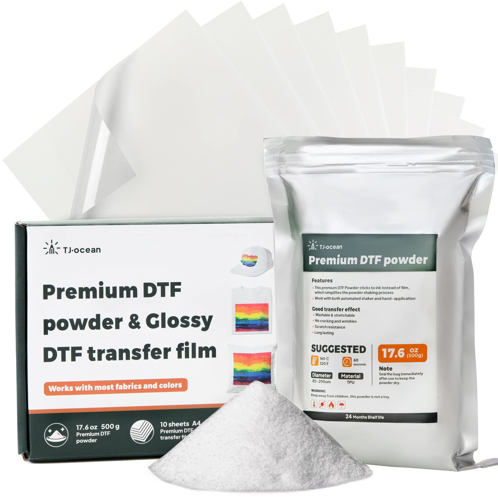 Buy TJOCEAN DTF Powder Film Kit for Sublimation & DTF Printer,23Pcs