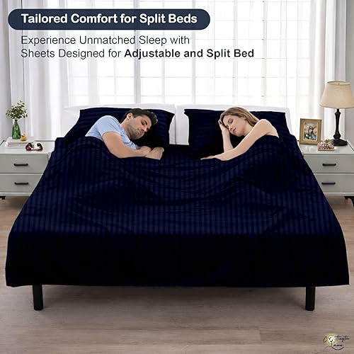 Miniatura 3 de Cottington Lane Juego de sábanas divididas tamaño California King de 5 piezas para cama ajustable, algodón suave de alta calidad de 16 pulgadas de