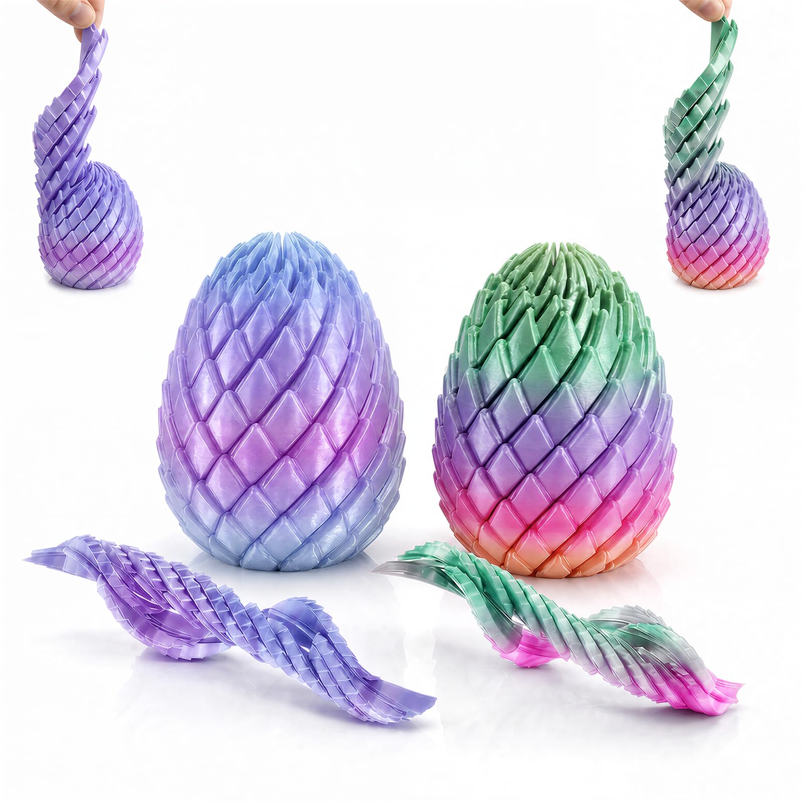 2pcs 3D Printed Twisty Fidget, 3d Printed Gradient Color Dragon Egg Fidget, Fidgets Stress Relief Fidgets for Adults, Sensory Collection Unique Gifts for Adults