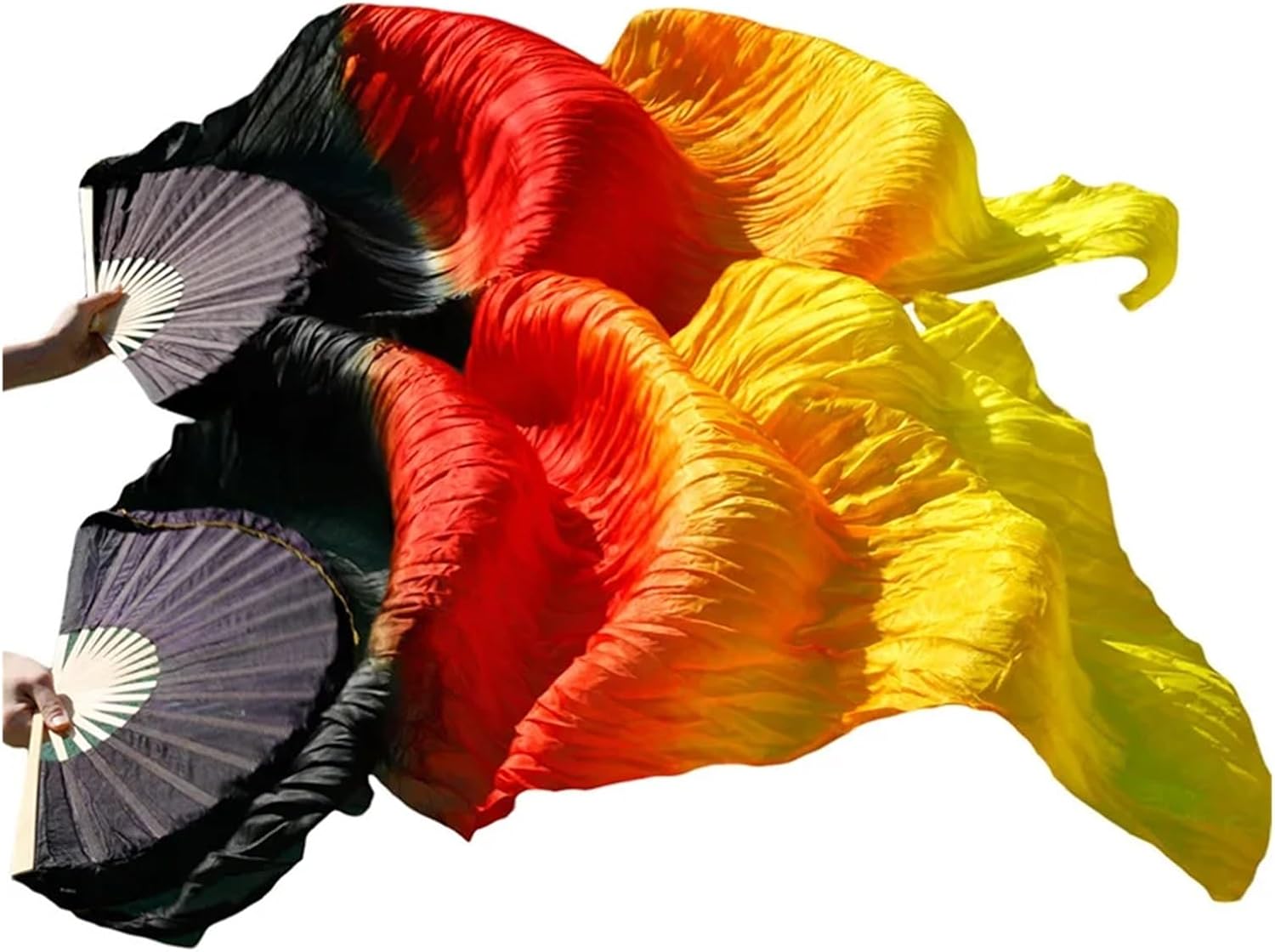 4PCS Real Silk Fans Belly Dance Classic Size Ribs Performance Props