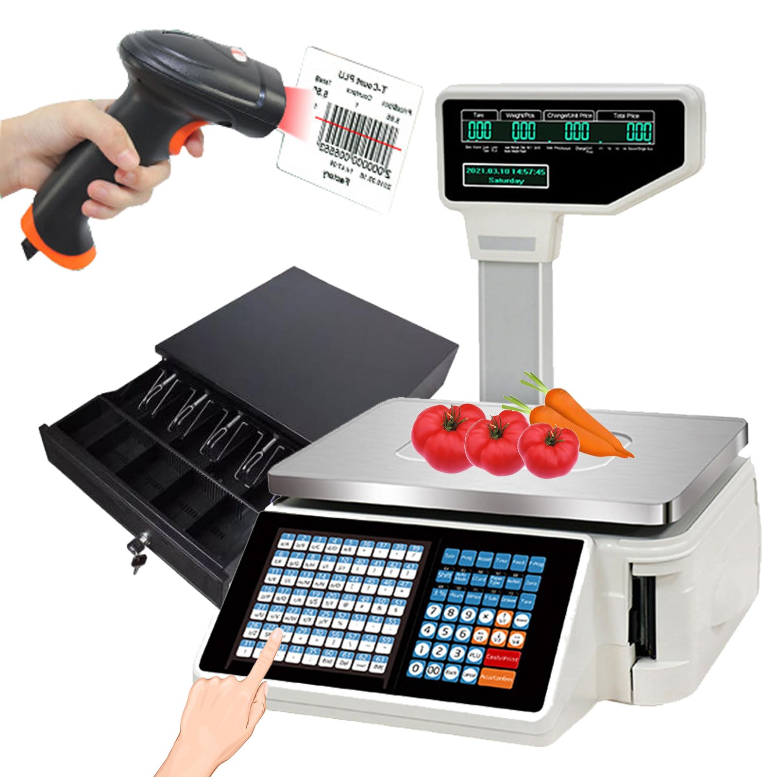MYUYEE 30Kg Commercial Scales - Label Printing Scales Digital Weighing Scales With Label And Receipt Printer- Electronics Scale
