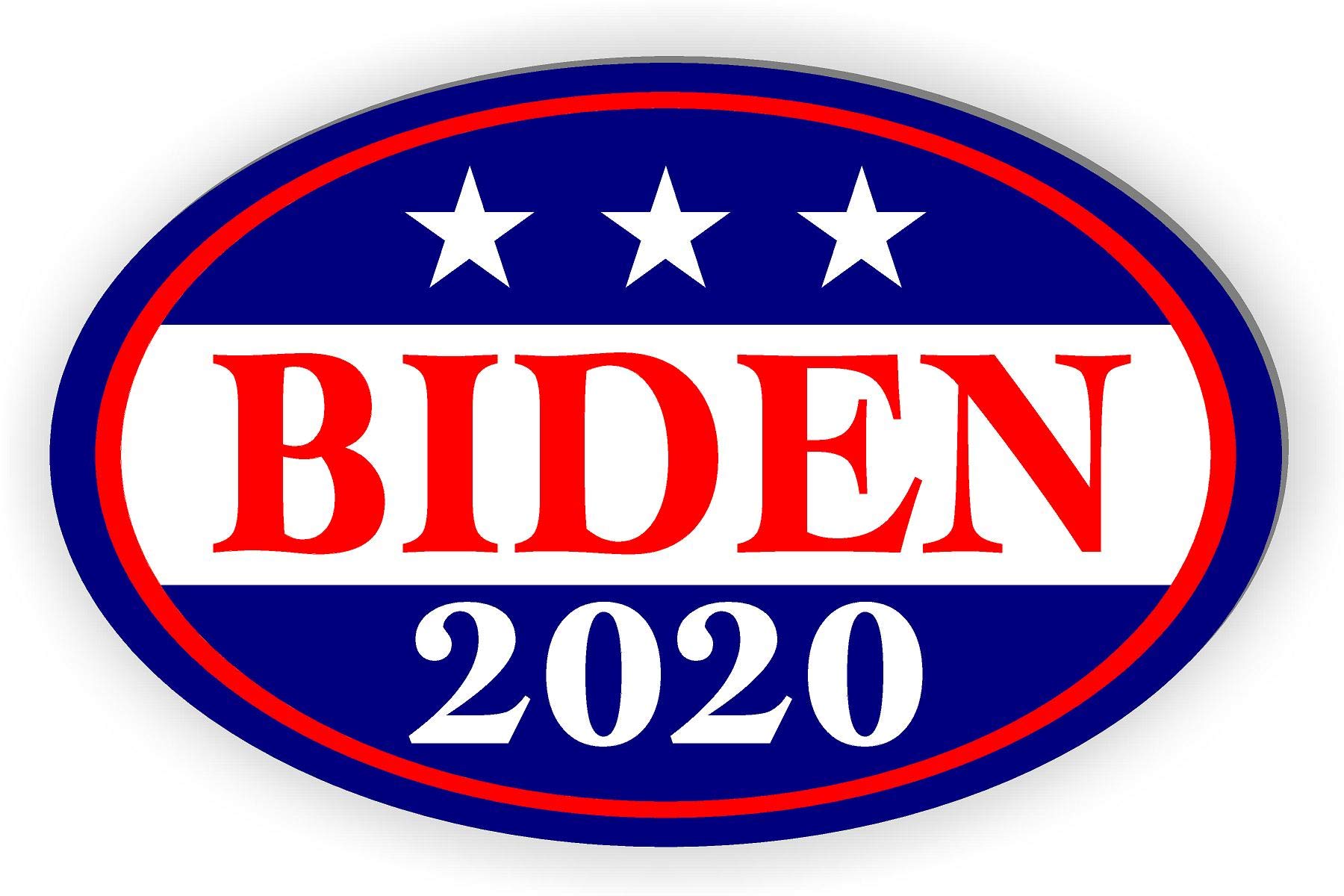 Joe Biden for President 2020 Magnetic Bumper Sticker Oval, Share w/Family & Friends - Political Sticker for Vehicle, Refrigerator - Car Magnet Decal, Room & Wall Decor, Gift, 3 Stars - 3.5