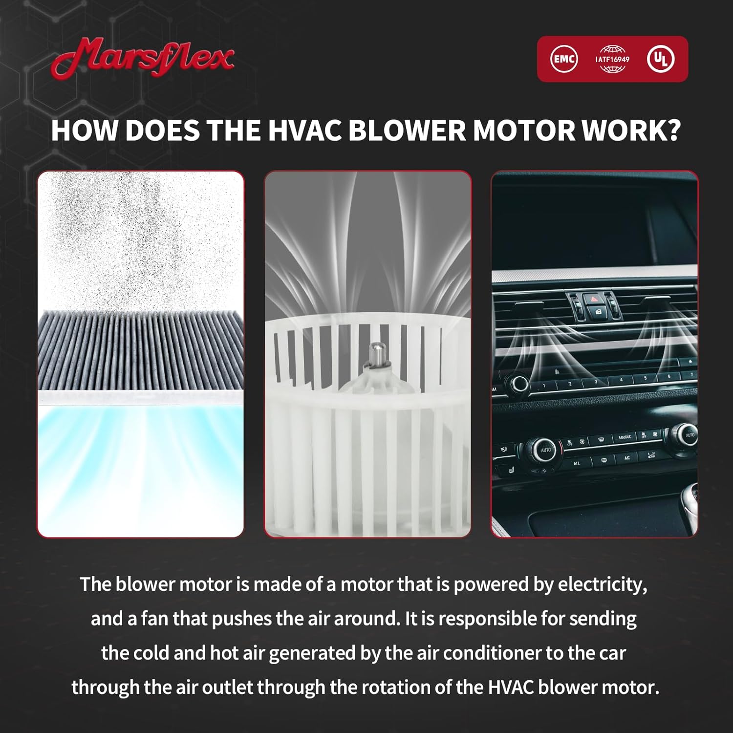 Marsflex Front Blower Motor 700191 for 2003-2006 Chevy Silverado Avalanche GMC Sierra Cadillac Escalade, 2004 2005 Automotive Replacement Blower Motor Fan OE: 89019320, 89019301, 3010033, 15-81124